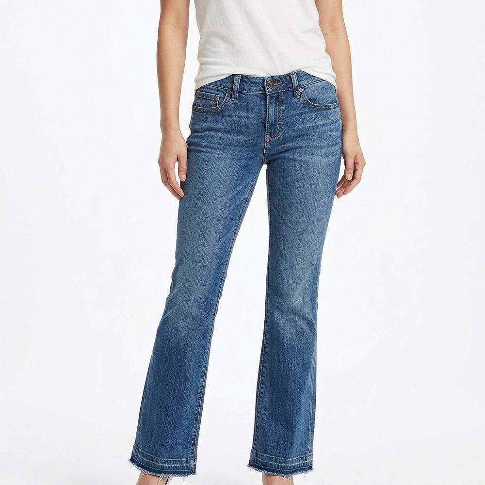 Express EVA Fit & Flare Blue Denim Jeans Women See Measurements